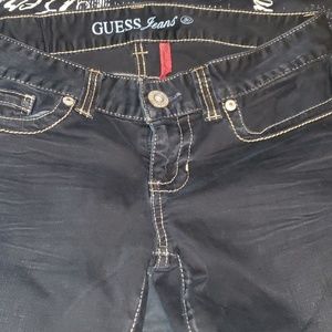GUESS black Jean's, low cut, gold top stitching